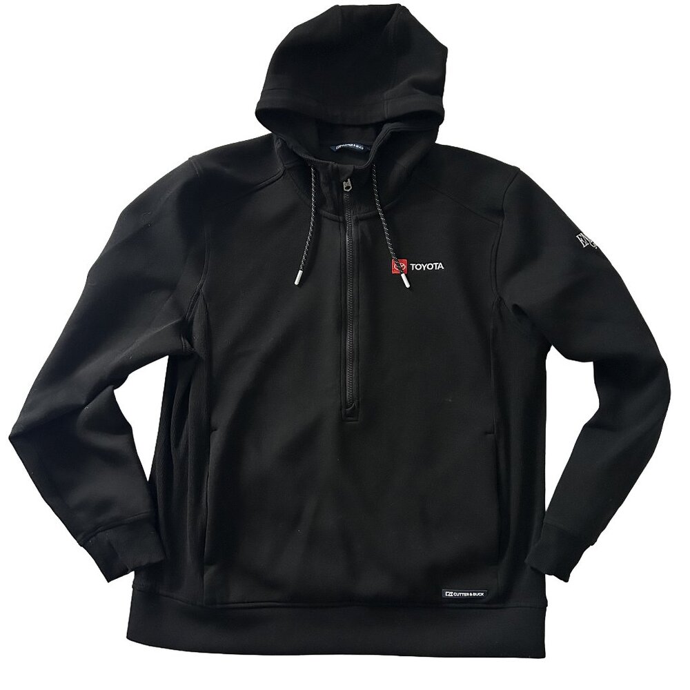 Cutter & Buck Toyota Logo Hoodie Men's Large Black Quarter Zip Pullover